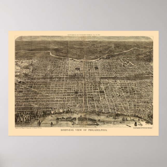 Philadelphia, PA Panoramic Map - 1872 Poster (Front)