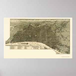 Philadelphia, PA Panoramic Map - 1887 Poster