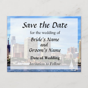 Philadelphia Pa Skyline Save the Date Announcement Postcard