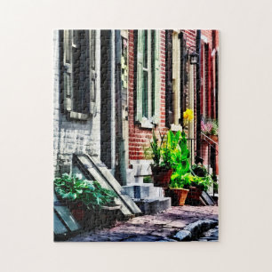 Philadelphia Pa Street With Flower Pots Jigsaw Puzzle