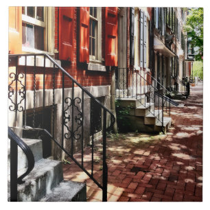 Philadelphia PA Street With Orange Shutters Ceramic Tile