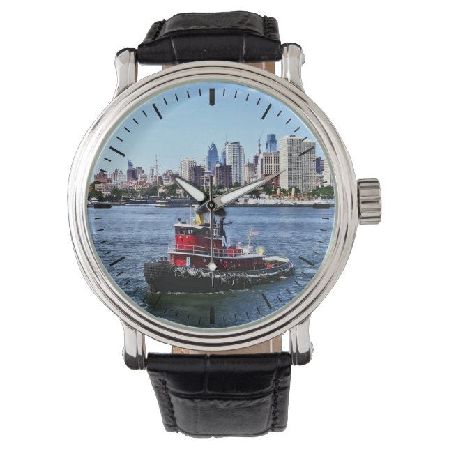 Philadelphia PA - Tugboat by Philadelphia Skyline Watch (Front)