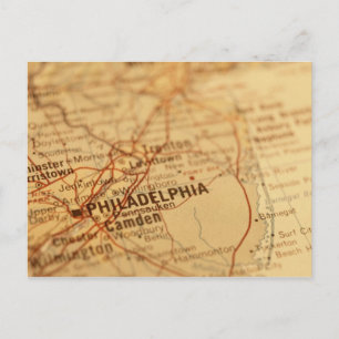 Philadelphia, PA Vintage Map Postcard
