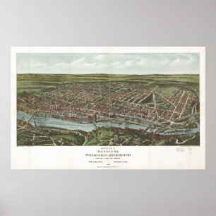 Philadelphia Penn. 1907 Antique Panoramic Map Poster