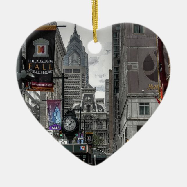 Philadelphia, Pennsylvania City Photo Keepsake Ceramic Ornament (Front)