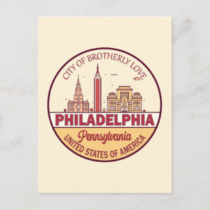 Philadelphia Pennsylvania City Skyline Emblem Postcard