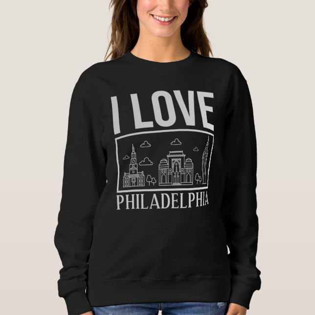 Philadelphia Pennsylvania City Skyline Map Travel Sweatshirt (Front)