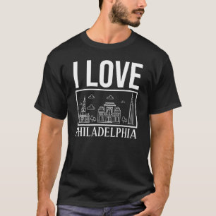 Philadelphia Pennsylvania City Skyline Map Travel T-Shirt