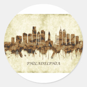 Philadelphia Pennsylvania Cityscape Classic Round Sticker