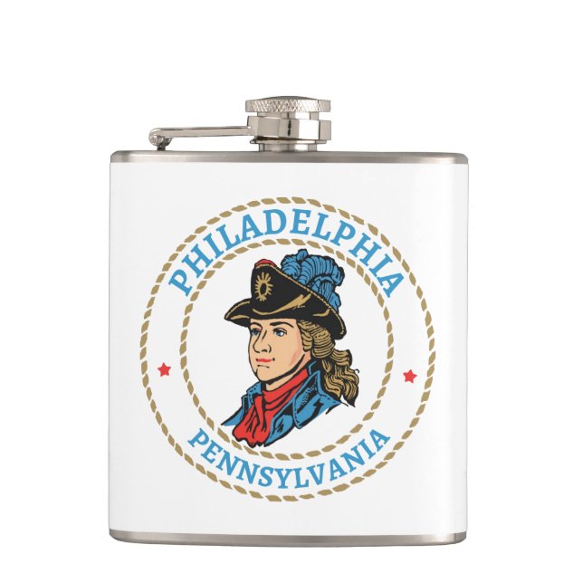 Philadelphia Pennsylvania Colonial Hip Flask (Front)