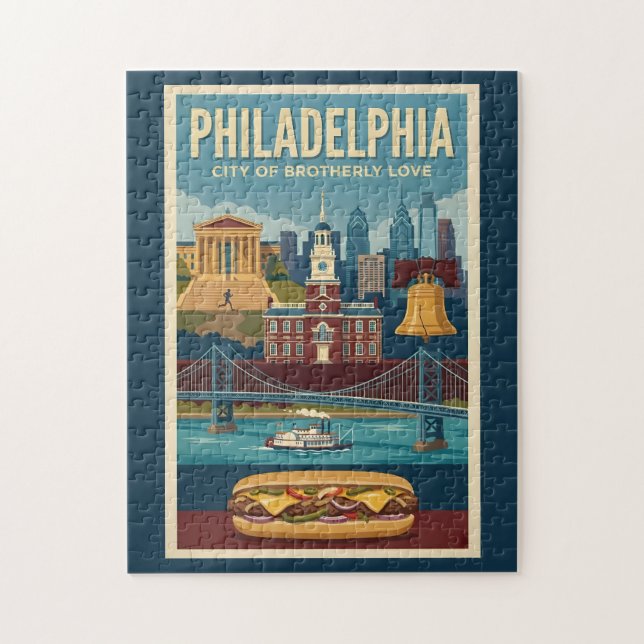 Philadelphia Pennsylvania Culture Illustration Art Jigsaw Puzzle (Vertical)