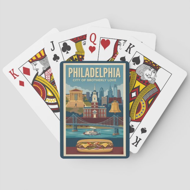 Philadelphia Pennsylvania Culture Illustration Art Playing Cards (Back)