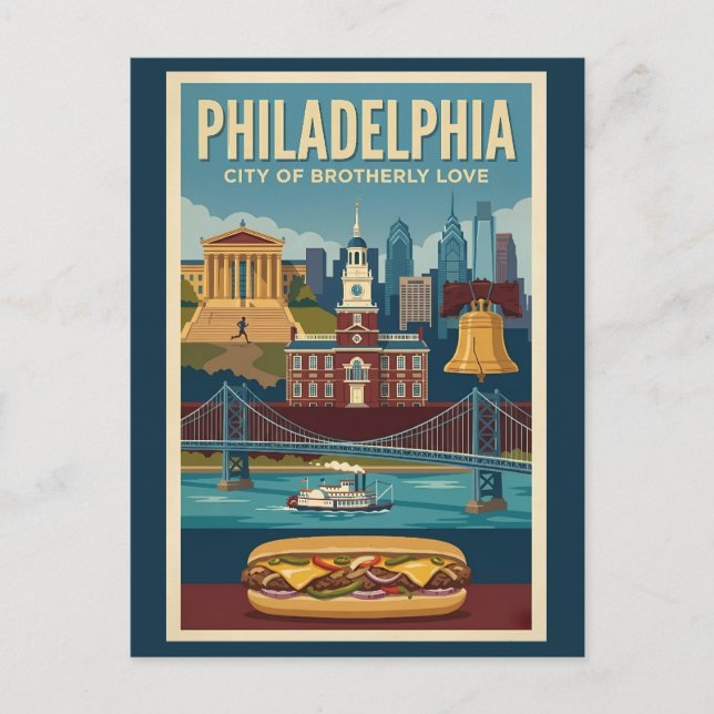 Philadelphia Pennsylvania Culture Illustration Art Postcard (Front)