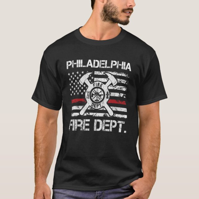 Philadelphia Pennsylvania Fire Department Thin Red T-Shirt (Front)