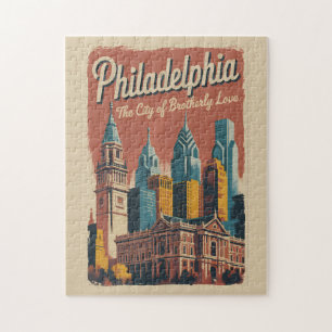 Philadelphia Pennsylvania Illustration Travel Art Jigsaw Puzzle