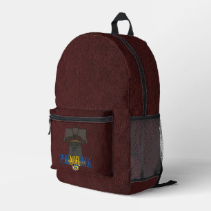 Philadelphia Pennsylvania Liberty Bell Cocoa Brown Printed Backpack