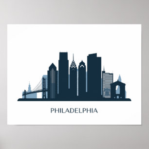 Philadelphia, Pennsylvania   Monochromatic City Poster