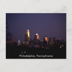 Philadelphia, Pennsylvania nighttime skyline Postcard