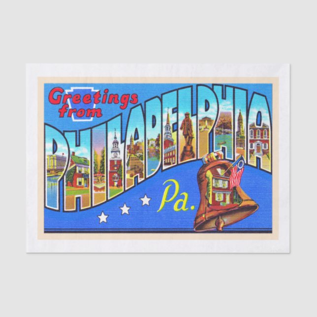 Philadelphia Pennsylvania PA Large Letter Postcard Tissue Paper (Front)