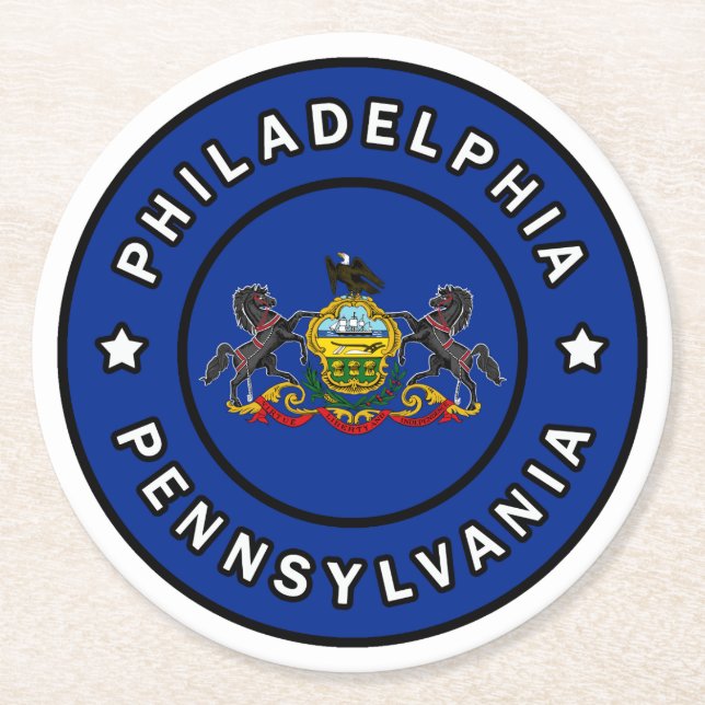 Philadelphia Pennsylvania Round Paper Coaster (Front)