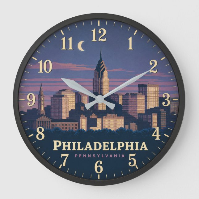  Philadelphia Pennsylvania Skyline Large Clock (Front)