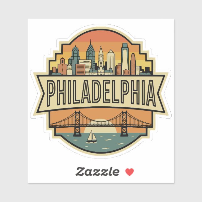 Philadelphia Pennsylvania Skyline Retro Travel (Sheet)