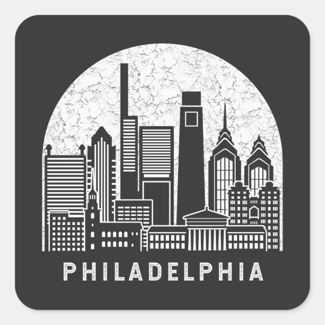 Philadelphia Pennsylvania Skyline Square Sticker (Front)