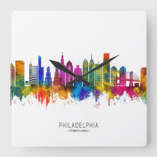 Philadelphia Pennsylvania Skyline Square Wall Clock