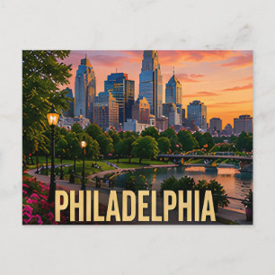 Philadelphia Pennsylvania Skyline Waterfront Trave Postcard