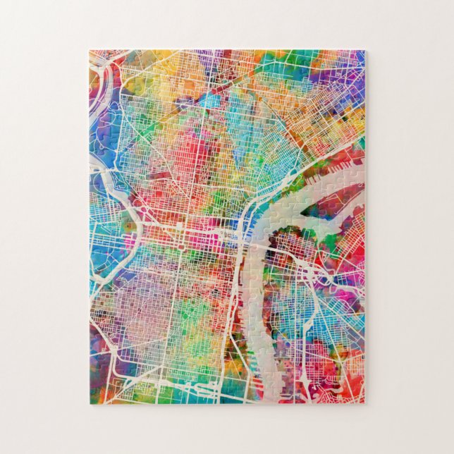 Philadelphia Pennsylvania Street Map Jigsaw Puzzle (Vertical)