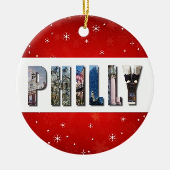Philadelphia Pennsylvania Travel Photo Christmas Ceramic Ornament (Front)