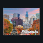 Philadelphia, Pennsylvania, United States Postcard<br><div class="desc">This unique postcard features a photograph of the historic and beautiful city of Philadelphia,  Pennsylvania,  at sunset. Please feel free to adjust all the available options as you wish.</div>