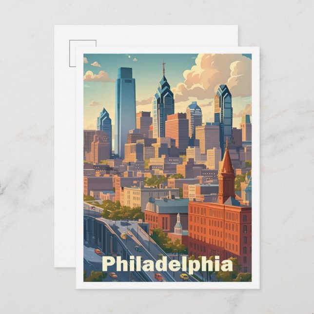 Philadelphia Pennsylvania USA Art Vintage Travel Postcard (Front/Back)