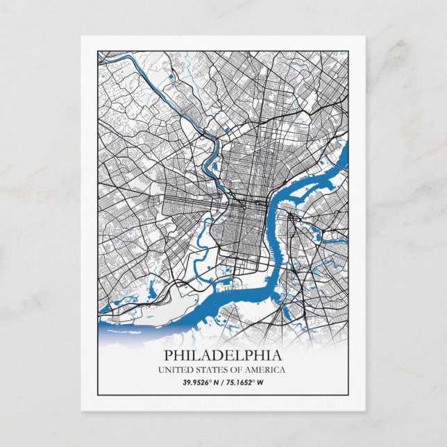 Philadelphia Pennsylvania USA Travel City Map Postcard (Front)