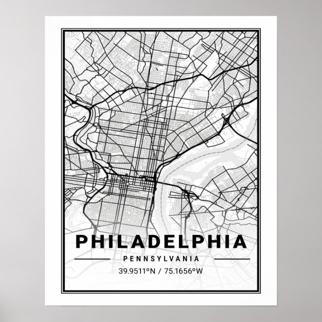 Philadelphia Pennsylvania USA Travel City Map Poster (Front)