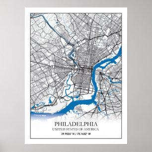 Philadelphia Pennsylvania USA Travel City Map Poster