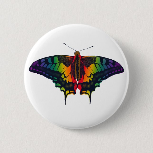 Philadelphia Rainbow Pride Flag Swallowtail 6 Cm Round Badge (Front)