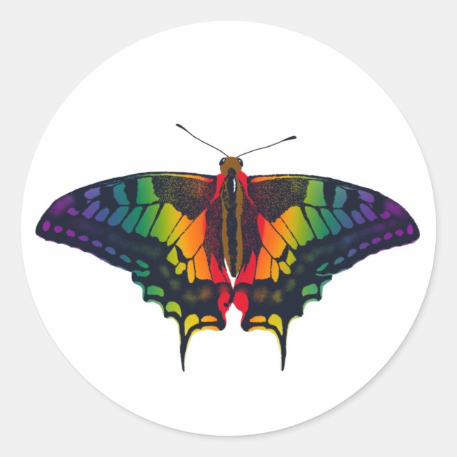 Philadelphia Rainbow Pride Flag Swallowtail Classic Round Sticker (Front)