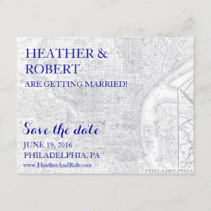 Philadelphia Save the Date - Vintage Map (grey) Invitation