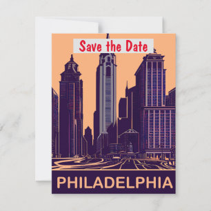 Philadelphia Save the Date Vintage Postcard