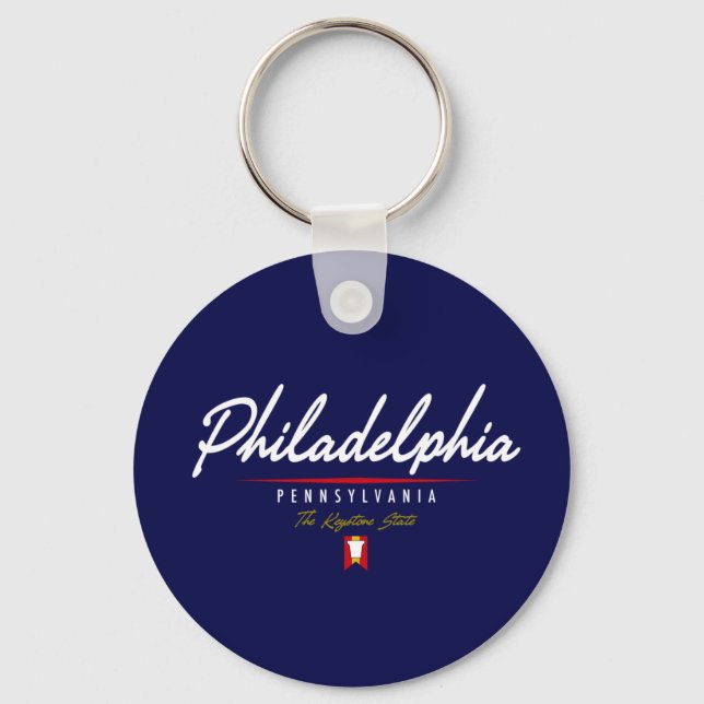 Philadelphia Script Key Ring (Front)