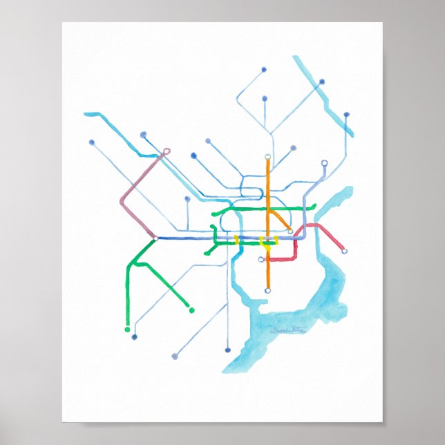 Philadelphia SEPTA Map Art Print (Front)