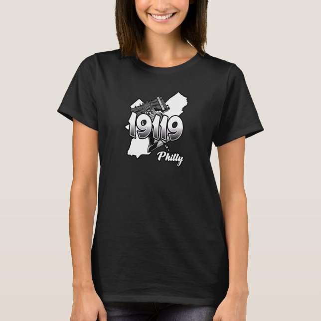 Philadelphia Silhouette with Zip Code 19119 and Li T-Shirt (Front)