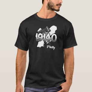Philadelphia Silhouette with Zip Code 19140 and Li T-Shirt
