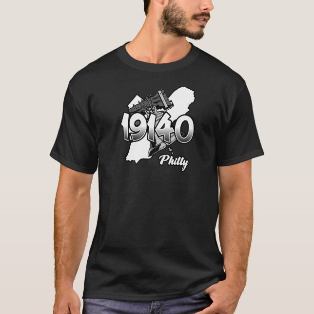 Philadelphia Silhouette with Zip Code 19140 and Li T-Shirt (Front)
