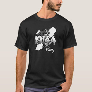 Philadelphia Silhouette with Zip Code 19144 and Li T-Shirt