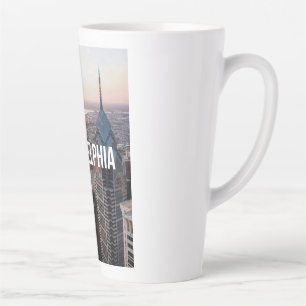 Philadelphia Skyline Aerial View Typography Urban Latte Mug