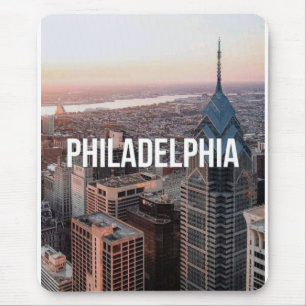 Philadelphia Skyline Aerial View Typography Urban Mouse Pad