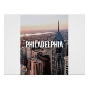 Philadelphia Skyline Aerial View Typography Urban Poster