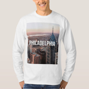 Philadelphia Skyline Aerial View Typography Urban T-Shirt